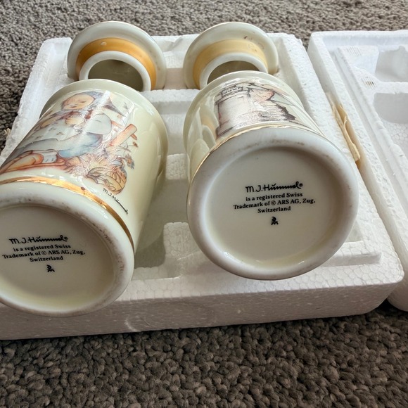 Vintage MJ Hummel Danbury Mint Spice Jars Thyme Rosemary Porcelain Gold Trim Set - Picture 4 of 7